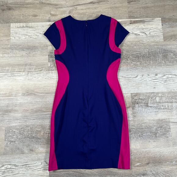 Diane von Furstenberg Magenta Navy Panel Bodycon Dress Size 6 - Picture 4 of 8